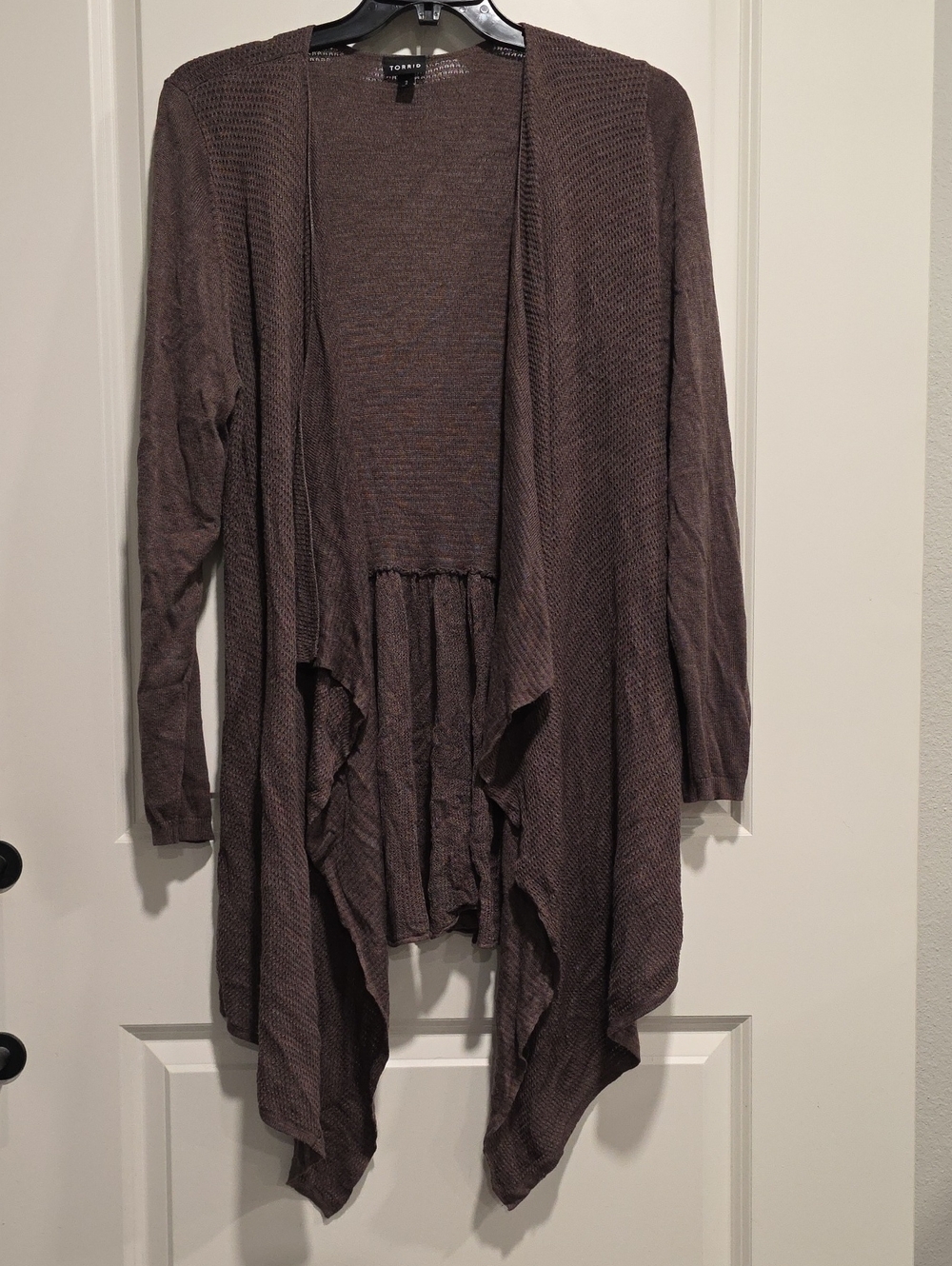 torrid Brown Open-Front Waterfall Cardigan